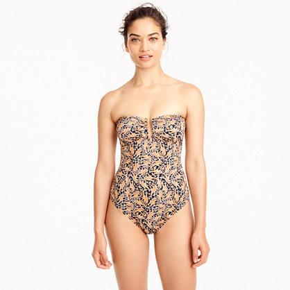 J.Crew Drake's&reg; for J.Crew U-front bandeau one-piece swimsuit in giraffe print