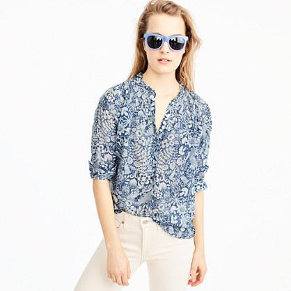 J.Crew Tall ruffle popover shirt in mermaid print