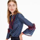 J.Crew Embroidered bell-sleeve top in foulard