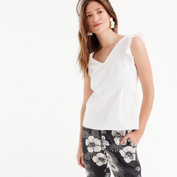 J.Crew V-neck peplum top in swiss dot