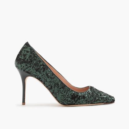 J.Crew Elsie green sequin pumps