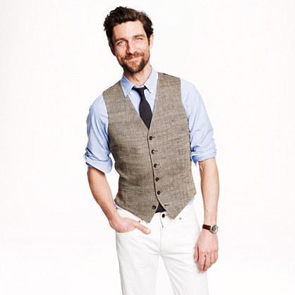 J.Crew Ludlow vest in glen plaid Italian linen-silk