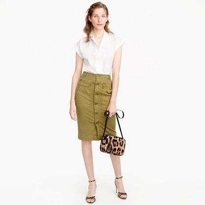 J.Crew Button-front garment-dyed skirt in stretch twill