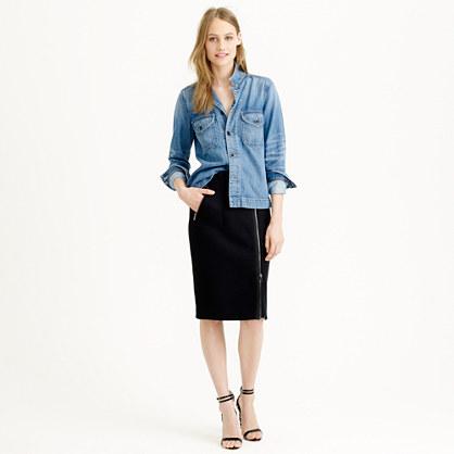 J.Crew Petite asymmetrical zip pencil skirt in wool