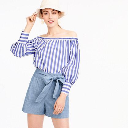 J.Crew Tie-waist short in chambray