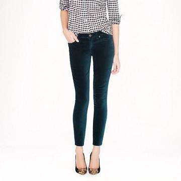 J.Crew Toothpick jean in velvet
