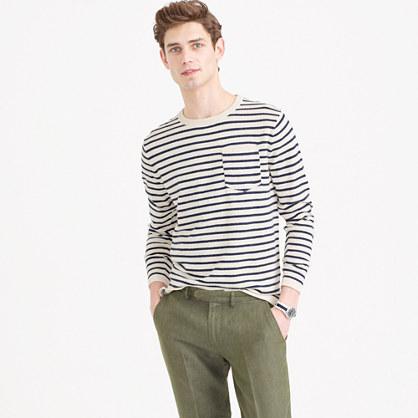 J.Crew Textured cotton crewneck sweater in nautical stripe