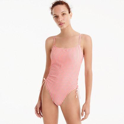 J.Crew Drawstring ruched one-piece in suckered stripe