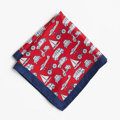 J.Crew Silk pocket square in transportation print