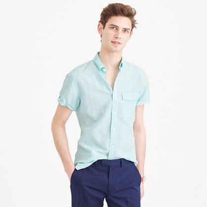 J.Crew Slim short-sleeve shirt in striped Irish cotton-linen