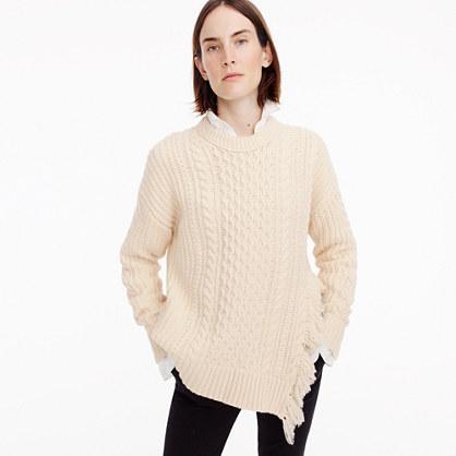 J.Crew Cableknit sweater with fringe