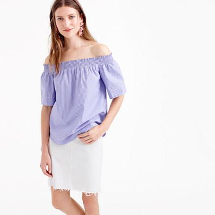 J.Crew Cotton off-the-shoulder top in stripe