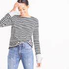 J.Crew Striped boatneck T-shirt with built-in cuffs