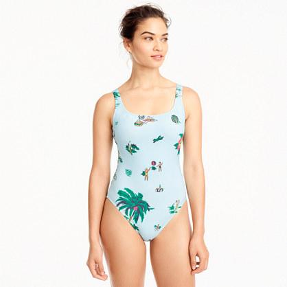 J.Crew Scoopback one-piece swimsuit in Florida print