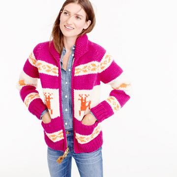 J.Crew Canadian Sweater Company&trade; reindeer cardigan sweater