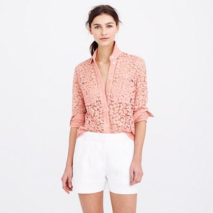 J.Crew Linen lace-trim short