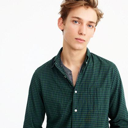 J.Crew Secret Wash shirt in heather poplin forest gingham