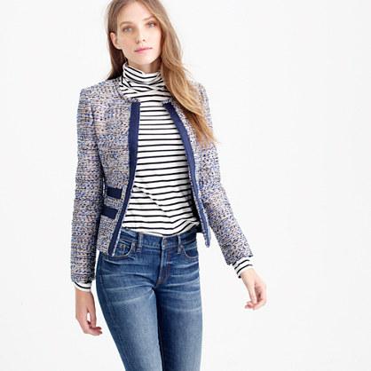 J.Crew Petite metallic tweed jacket with grosgrain trim