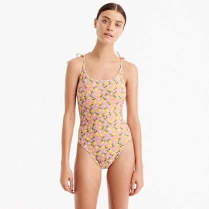 J.Crew Shoulder-tie one-piece swimsuit in lemon print