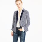 J.Crew Petite puckered gingham blazer with navy lapel