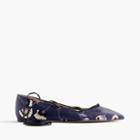 J.Crew Leather lace-up ballet flats in midnight poppy