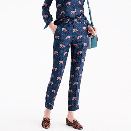J.Crew Silk easy pant in tiger print