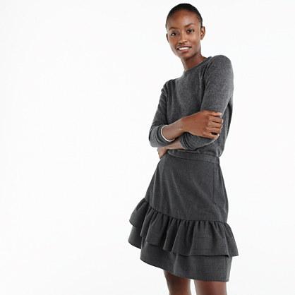 J.Crew Petitewool flannel ruffle skirt