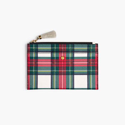 J.Crew Medium leather pouch in tartan
