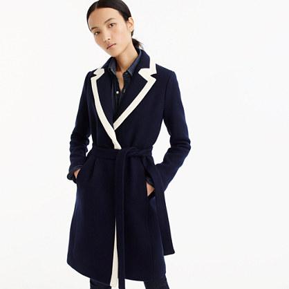 J.Crew Tipped topcoat in Italian stadium-cloth wool