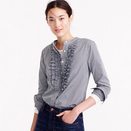 J.Crew Collection Thomas Mason® for J.Crew gingham ruffle-front shirt