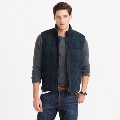 J.Crew Sussex quilted vest in Black Watch