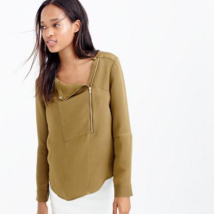 J.Crew Collection luxe silk moto top