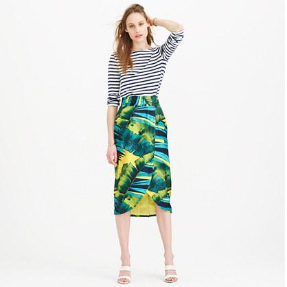 J.Crew Collection tulip faux-wrap skirt in jungle