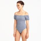 J.Crew Gingham off-the-shoulder one-piece swimsuit