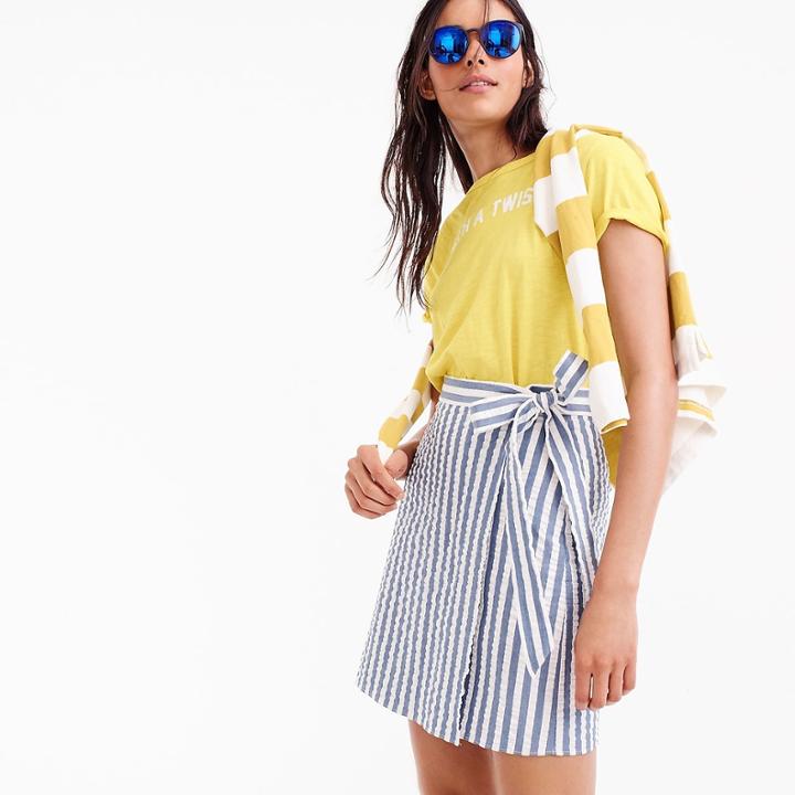 J.Crew Textured wrap mini skirt in stripe
