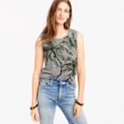 J.Crew Muscle tank in sequin palm trees