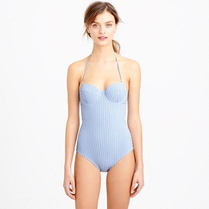 J.Crew Seersucker underwire one-piece swimsuit