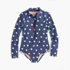 J.Crew Girls' long-sleeve one-piece swimsuit in polka dots