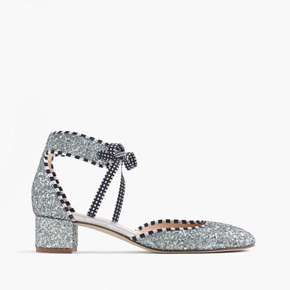 J.Crew Glittery ankle-tie heels