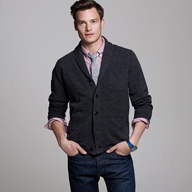 Boiled lambswool cardigan