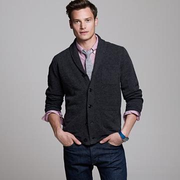Boiled lambswool cardigan