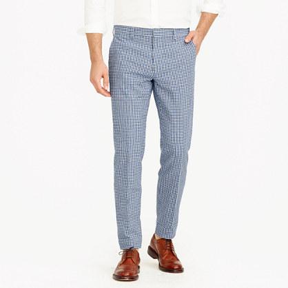 J.Crew Ludlow suit pant in gingham linen-cotton