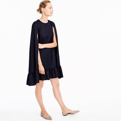 J.Crew Collection ruffle-hem cape dress in Italian flannel