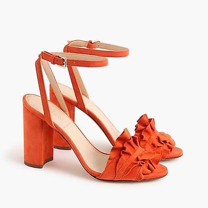 J.Crew Ruffle-strap heel (100mm) in suede