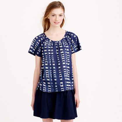 J.Crew Faded adire peasant top