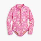 J.Crew Girls' SZ Blockprints for crewcuts long-sleeve one-piece swimsuit