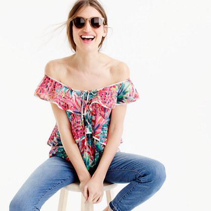 J.Crew Ruffle top in Ratti® painted pineapple