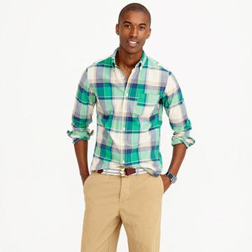 J.Crew Slim Indian madras shirt in dark pebble