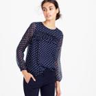J.Crew Ruffle-front chiffon top in polka dot