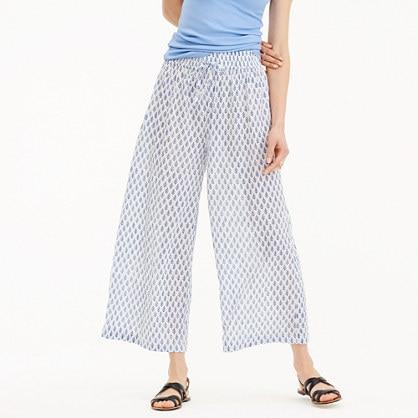 J.Crew SZ Blockprints&trade; for J.Crew wide-leg pant in Blue Patti Leaf